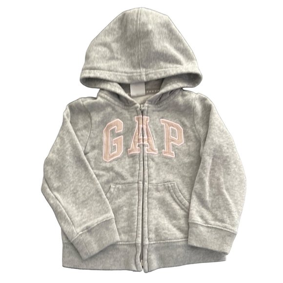 Baby Gap Toddler Size 2 Years Heather Gray Gap Logo Hoodie Full Zip Sweatshirt - Picture 1 of 3